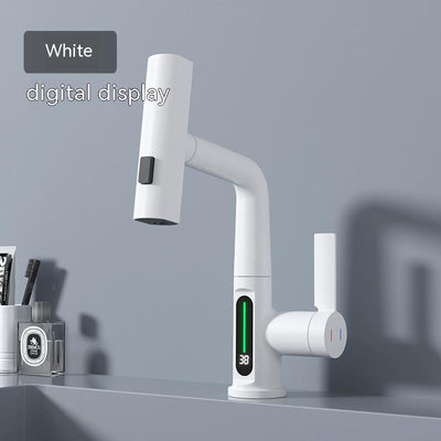 Intelligent Digital Display Faucet Pull - out Basin Faucet Temperature Digital Display Rotation - Zambeel