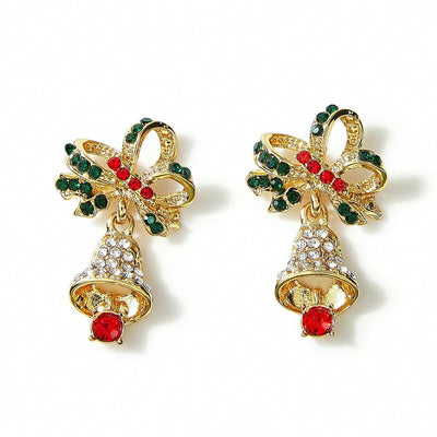 Jingle Jingle Exquisite Full Diamond Christmas Color Earrings - Zambeel