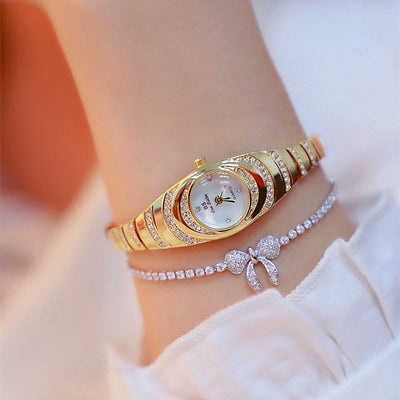 Ladies Gold Watch Diamond Wristwatch Female Fashion Bracelet Watches Women Full Diamond Watch - Zambeel