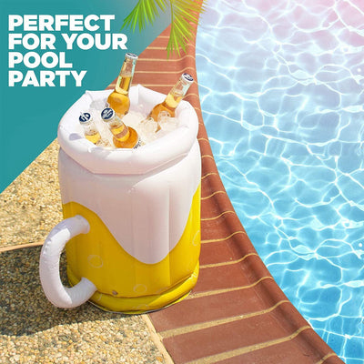 Large Inflatable Beer Mug Cooler Pool Float Drink Cooler For Adults Parties 2 In1 Drink Floatie And Party Supplies Great Toy For Beach Pool And Jacuzzi - Zambeel