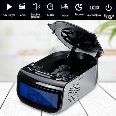 LCD Digital Alarm Dual Speakers Radio CD Music Player - Zambeel