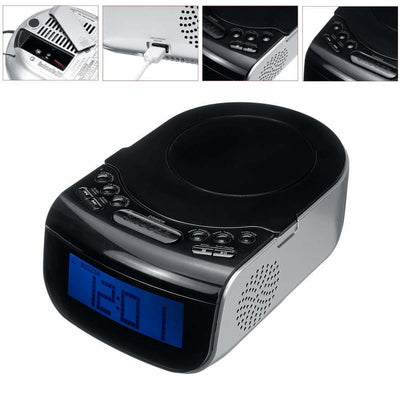 LCD Digital Alarm Dual Speakers Radio CD Music Player - Zambeel