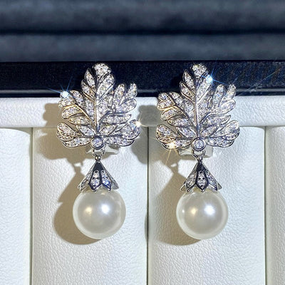 Leaf - shaped Earring Female Pearl Design - Zambeel