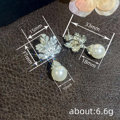 Leaf - shaped Earring Female Pearl Design - Zambeel