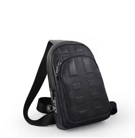 Leather Chest Bag With Sensor Lock - Zambeel