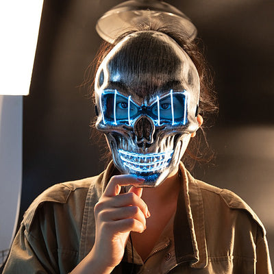 LED Halloween Face Mask Luminous Skull Cold Light Masks Dance Party Bar Disco Mask Accessories Gifts Halloween Masks - Zambeel