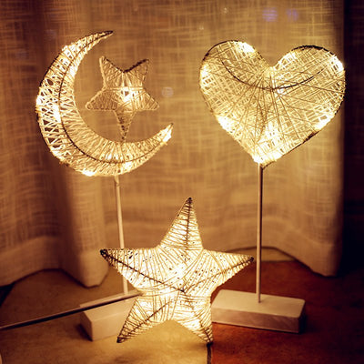 LED Lights Flashing Lights Lights Stars Romantic Room Layout Decoration Love Stars Lamp Table Lamp Rattan Lamp Ball - Zambeel