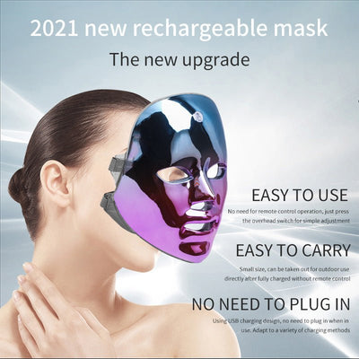 LED Rechargeable Face Mask Acne And Freckles Led Color Light Mask - Zambeel