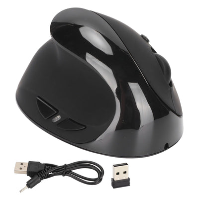 Left Hand Vertical Mouse 2.4G Wireless Vertical Ergonomic Mouse Rechargeable Mouse with USB Adapter Adjustable DPI for PC Black - Zambeel