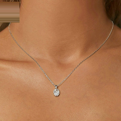 Light Luxury Drop - shaped 1 Karat Shining Moissanite Necklace S925 Sterling Silver White Gold Plated - Zambeel