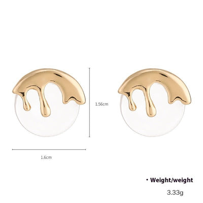 Liquid Metal Resin Stud Earrings Female Irregular - Zambeel