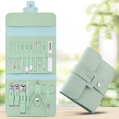 Make Up 16 Pcs Nail Clippers Nail Cutter Nail Scissors With PU Bag Stainless Steel Eagle Hook Portable Tools - Zambeel