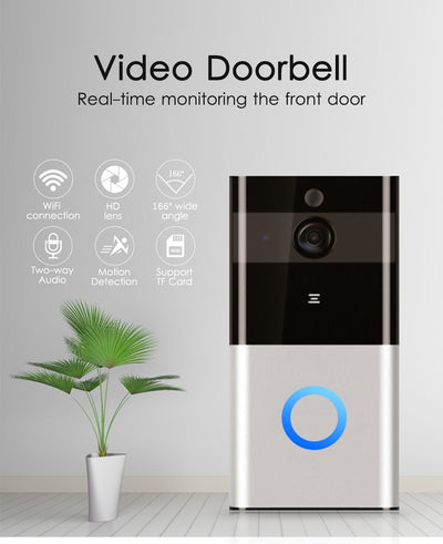 Marlboze 720P WIFI Visual Doorbell Wireless Intercom Doorbell PIR Motion Detection Night View SD card Video Smart Doorbell Ring - Zambeel