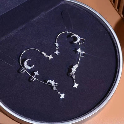 Moon Splash Star River Design Super Fairy Star Moon Ear Clip Ear Hanging Japanese And Korean Girl No Pierced Cold Wind Ear Rings - Zambeel