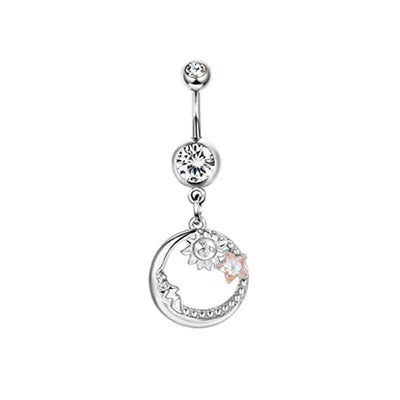 Moon Zircon Planet Navel Stud - Zambeel