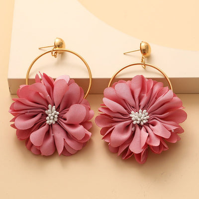 Multi - layer Chiffon Lace Flower Ear Ring - Zambeel