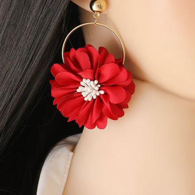 Multi - layer Chiffon Lace Flower Ear Ring - Zambeel