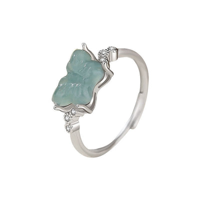 Natural Blue Water Jade Butterfly Ring For Women - Zambeel