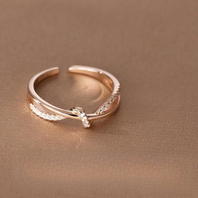 New Simple Hollow Double - layer Diamond Winding Knotted Ring - Zambeel