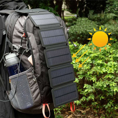 Outdoor Folding Solar Panel Charger Portable 5V 2.1A USB Output Devices Camp Hiking Backpack Travel Power Supply For Smartphones - Zambeel