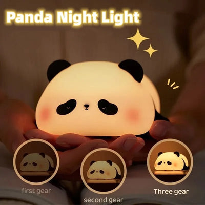 Panda Night Lights For Kids Cute Animal Silicone Timing Rechargeable Lamp Cartoon Panda Bedroom Decoration Kids Boys Girls Gift - Zambeel