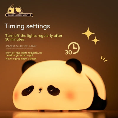 Panda Night Lights For Kids Cute Animal Silicone Timing Rechargeable Lamp Cartoon Panda Bedroom Decoration Kids Boys Girls Gift - Zambeel