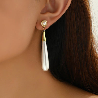 Pearl Earrings Drop - shaped Long Earrings Niche - Zambeel