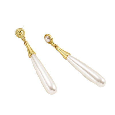 Pearl Earrings Drop - shaped Long Earrings Niche - Zambeel