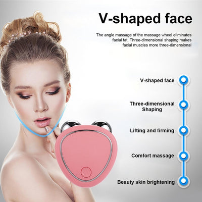 Portable Facial Micro - current Beauty Instrument For Lifting Thinning And Reducing Edema With Double Roller Massager - Zambeel