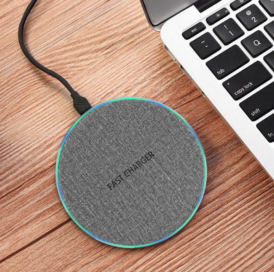 Qi Standard Ultra - Thin Fabric Aluminum Alloy Fast Charge Wireless Charger 15W Fast Charge Fast Charger Disc Wireless Charger - Zambeel