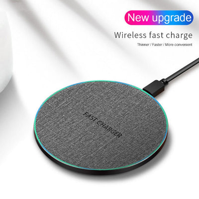 Qi Standard Ultra - Thin Fabric Aluminum Alloy Fast Charge Wireless Charger 15W Fast Charge Fast Charger Disc Wireless Charger - Zambeel