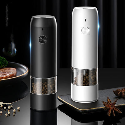 Rechargeable Electric Pepper And Salt Grinder Set One - Handed No Battery Needed Automatic Grinder With Adjustable Coarseness LED Light Refillable - Zambeel