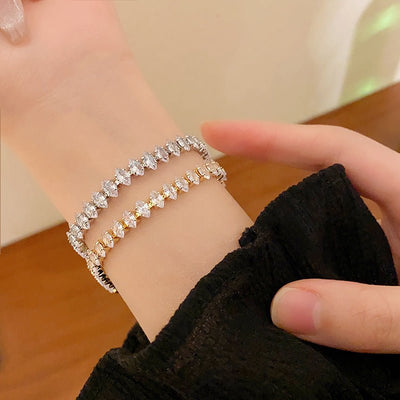 Rhinestone Zircon Water Drop Bracelet Fashion Simple And Light Luxury - Zambeel