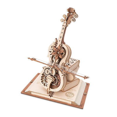 Robotime ROKR Magic Cello Mechanical Music Box Moveable Stem Funny Creative Toys For Child Girls 3D Wooden Puzzle AMK63 - Zambeel