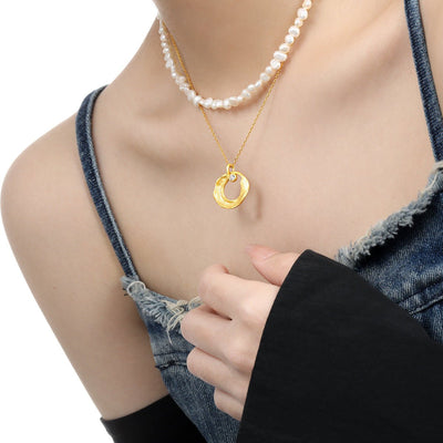 Round Hollow Diamond - studded Necklace Women's Cold Style - Zambeel