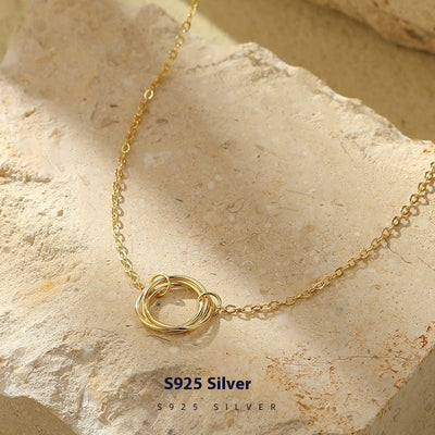 S925 Silver Minimalist Openwork Circle Under Banyan Tree Women's All - match Fashion Ring Necklace - Zambeel