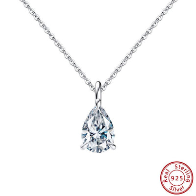 S925 Sterling Silver Drop - shaped Zircon Necklace - Zambeel