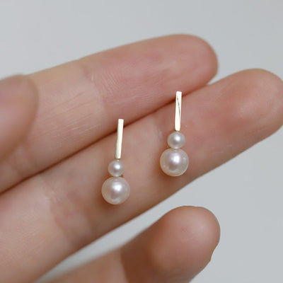 S925 Sterling Silver Gold - plated Stud Earring Women's Pearl Pear - shaped - Zambeel