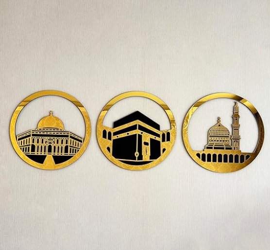 Set of Masjid Al Aqsa, Masjid Al - Haram & Masjid An - Nabawi Islamic Wall Art - Zambeel