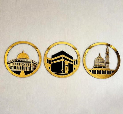 Set of Masjid Al Aqsa, Masjid Al - Haram & Masjid An - Nabawi Islamic Wall Art - Zambeel