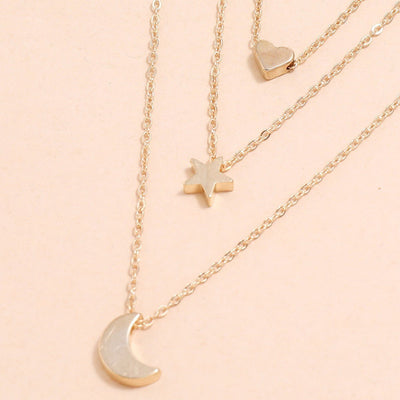 Shang Multi - layer Star Moon Love Pendant Necklace - Zambeel