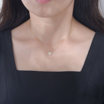 Silver Heart - shaped Zircon Necklace For Women - Zambeel