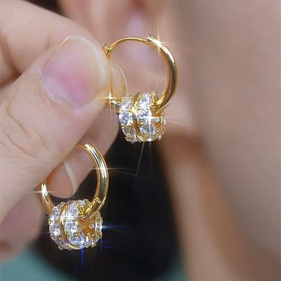 Silver Needle Zircon AB Dual - wear Double - sided Earrings Fashion - Zambeel