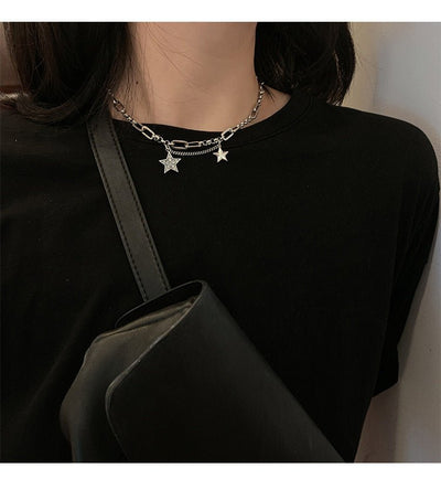 Silver Plated Retro Deep Black Color Necklace Clavicle Chain Personality - Zambeel