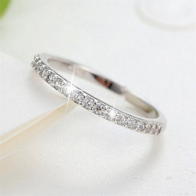 Simple 925 Sterling Silver Fine Row Diamond Ring - Zambeel