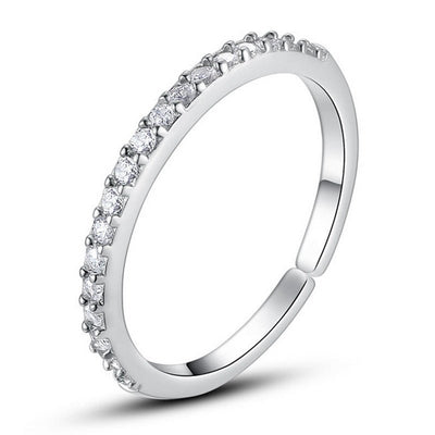 Simple 925 Sterling Silver Fine Row Diamond Ring - Zambeel