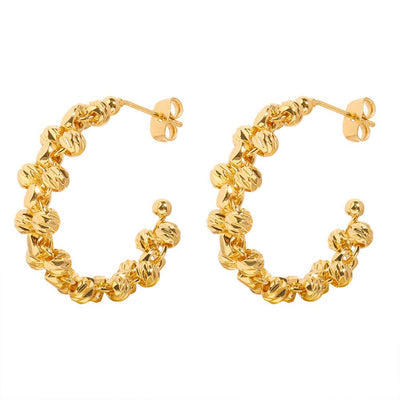 Simple Fashion Copper Irregular Beads Woven Earrings - Zambeel