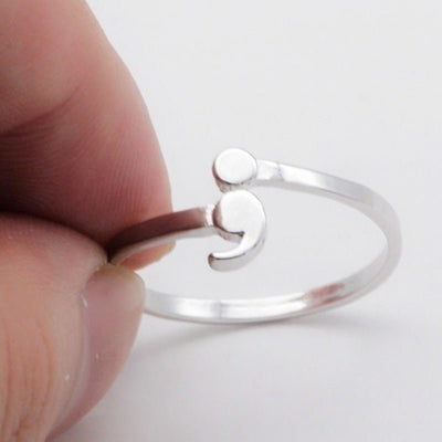 Simple Fashion Inspiration Ring Creative Semicolon Design Women Men Wave Ring Inspirational Jewelry Graduate Valentine's Gift - Zambeel