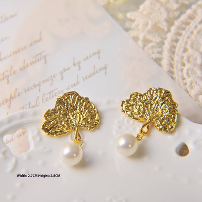 Simple Flower Pearl Earrings Fancy Fancy Light Luxury Earrings - Zambeel