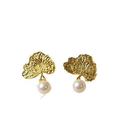 Simple Flower Pearl Earrings Fancy Fancy Light Luxury Earrings - Zambeel